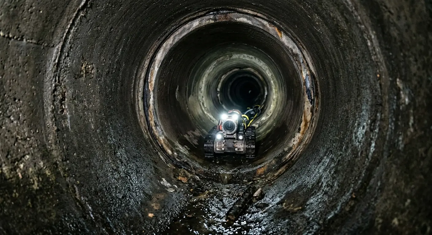 Robotic sewer camera inspecting pipe interior for Sewer Line Repair in Moapa Valley